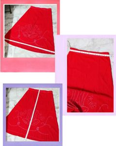 Vibrant Red Embroidered घेरेदार peticot