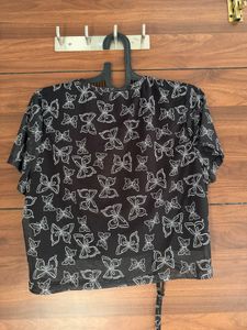 Sheer Butterfly Print Crop Top