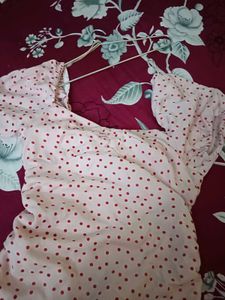 Cute Pink Polka Dot Ruched Mini Dress