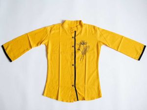 Yellow Kurta with Black Embroidery