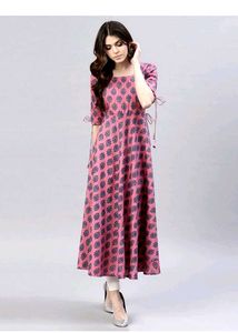 Gerua Pink💗 Printed Fit & Flare anarkali kurta