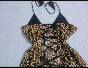 y2k backless Leopard Print Halter top