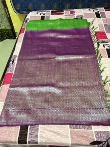 Purple &amp; Green Banarasi Silk Saree