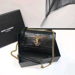 Saint Laurent Black Croc Embossed Bag