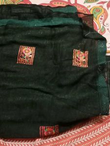 Embroidered Green Silk Saree