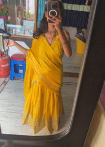 Elegant Yellow lehenga with Detail
