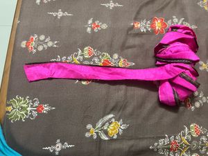 plain pink saree /lahengas lace