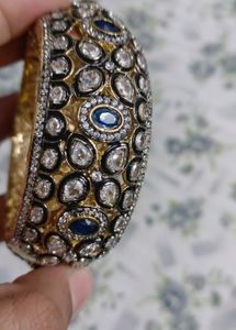 Exquisite Bangle with White Stones & Blue Accents