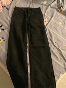 Classic Black Washed Wide-Leg Jeans
