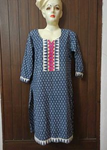 Ethnic Blue Printed Cotton Kurta