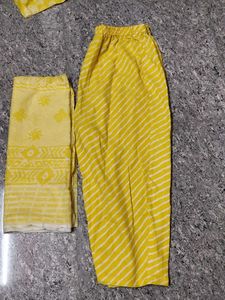 New Yellow Printed Kurta Set with Dupatta