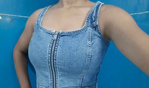 Denim Zip Front crop top