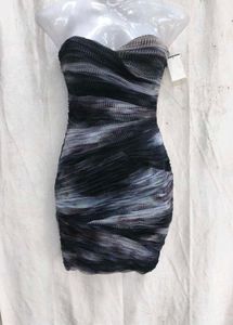 85209. Strapless Abstract Print Mini Dress