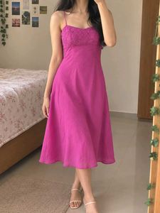Stunning Pink Embellished Spaghetti Strap Dress