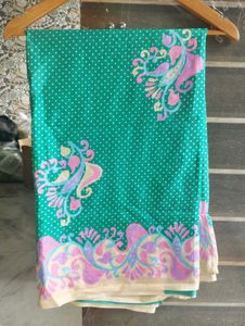 Printed Green crepe Saree