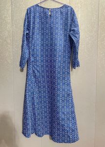 Blue &amp; White Printed Kurta