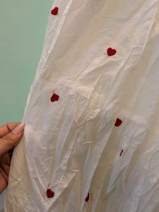 White Pinteresty Tiered Maxi Skirt with Red Hearts