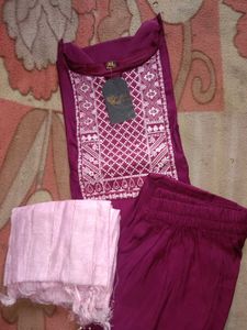 Kurta Pant Dupatta Set For Party Wear