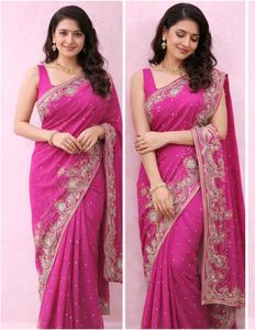Elegant Pink Embroidered Saree with blouse