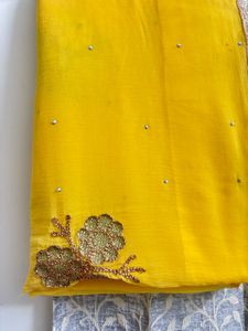 Vibrant Yellow Embellished Saree