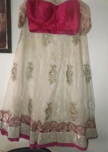 Women's Rose And cream Lengha choli