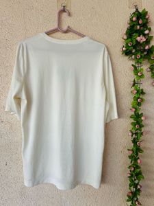 Cream T-Shirt with Floral Embroidery