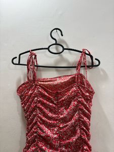 Red Floral Ruched Mini Dress | adjustable straps