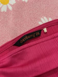 Dressberry Pink Ruffle Trim Ruched Mini Skirt