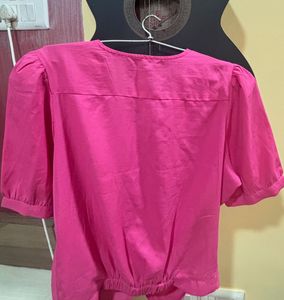 V-Neck Twisted Pink Top