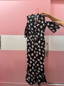 Daisy Print Cold Shoulder Jumpsuit