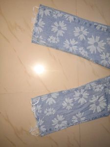 ONLY Floral Print Wide Leg Jeans for Women