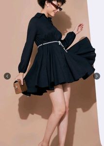 Chic Black Shirt Dress with Belt 🖤
