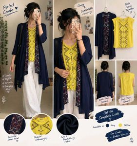 Stylish Navy & Yellow Kurta Set