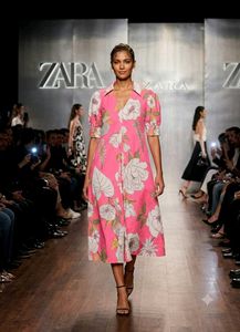 Zara Pink Floral Midi Dress