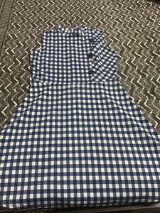 Blue N White Checked A Line Knee Length Dress