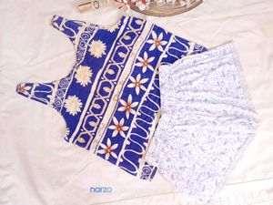 Blue Floral Romper Set