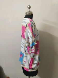 Boho Patchwork Horse Print Tunic Top