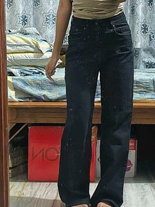 SASSAFRAS  High Waisted Black Wide Leg Jeans