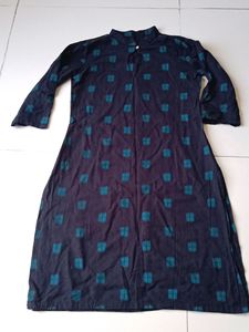 Black And Teal Blue Printed Kurta From Janasya