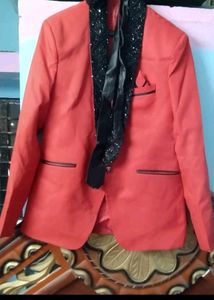 Blazer In Red Colour Party Wear