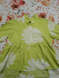 Lime Green Floral Button-Up Tunic