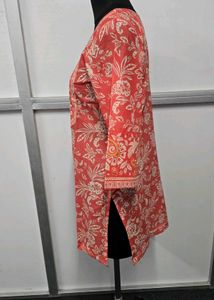 pinkish orange short kurta