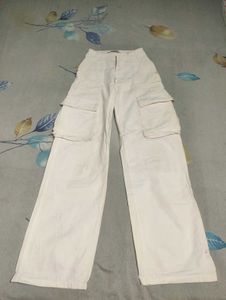 Bershka White Cargo Pants