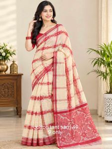 tant red white saree