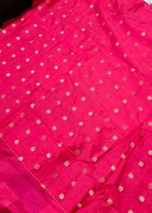 Pink Zari Embroidery Silk Blend Suit Fabric