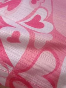 Pink Heart Print Mesh Crop Top