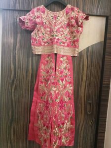 Embroidered Dark Pink Long Blouse with