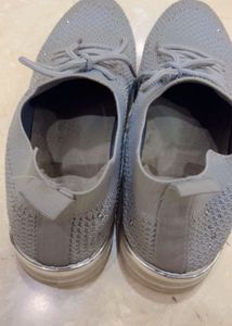 Sparkly Grey Knit Sneakers Size 5
