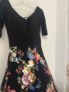 Floral Print Black Dress