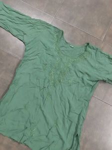 Green Embroidered Kurta
